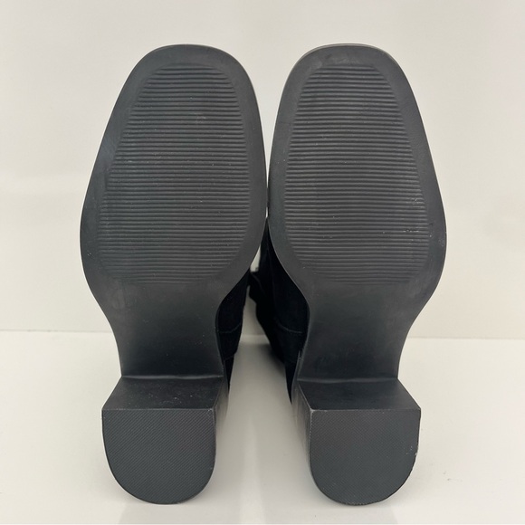 Steve Madden Romney Mid-Calf Boots Black Leather Block Heel Almond Toe Size 6 - Picture 13 of 13